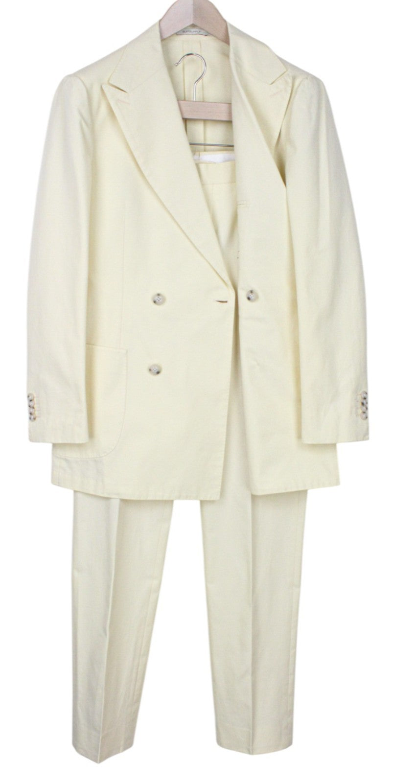 SUITSUPPLY Havana Men's Suit UK38R Yellow Unlined 2Pc Cotton Slim Two-Row Style