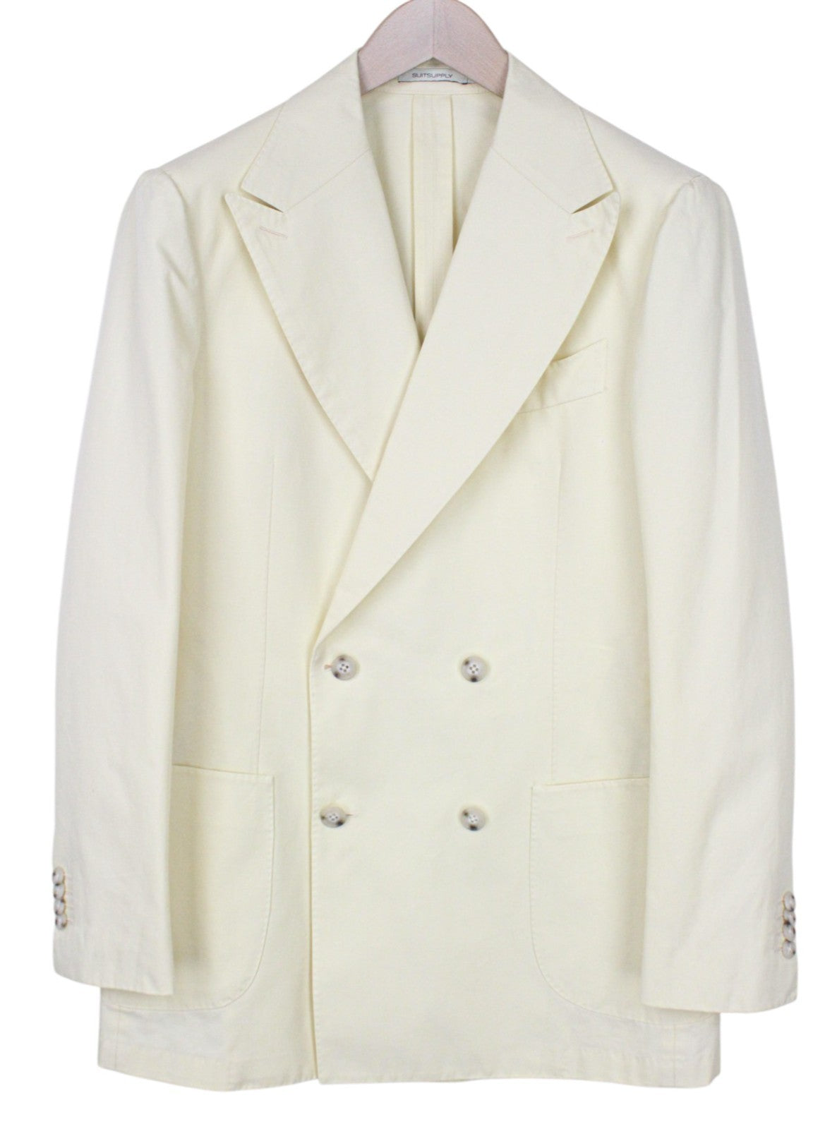 SUITSUPPLY Havana Men's Suit UK38R Yellow Unlined 2Pc Cotton Slim Two-Row Style