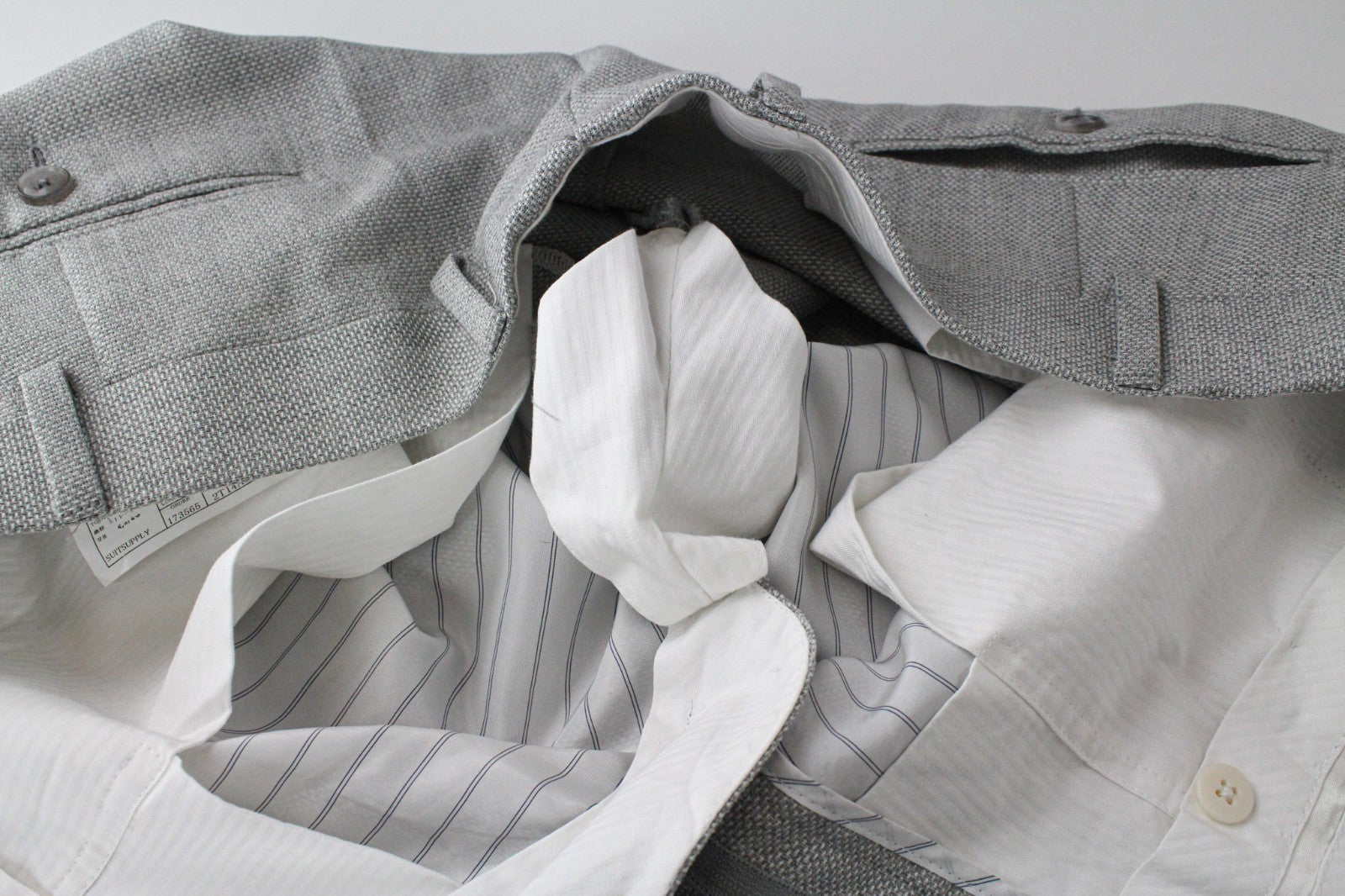 SUITSUPPLY Havana Jetted Men's Suit UK44R Slim Fit Grey Pure Wool 2Pc Melange