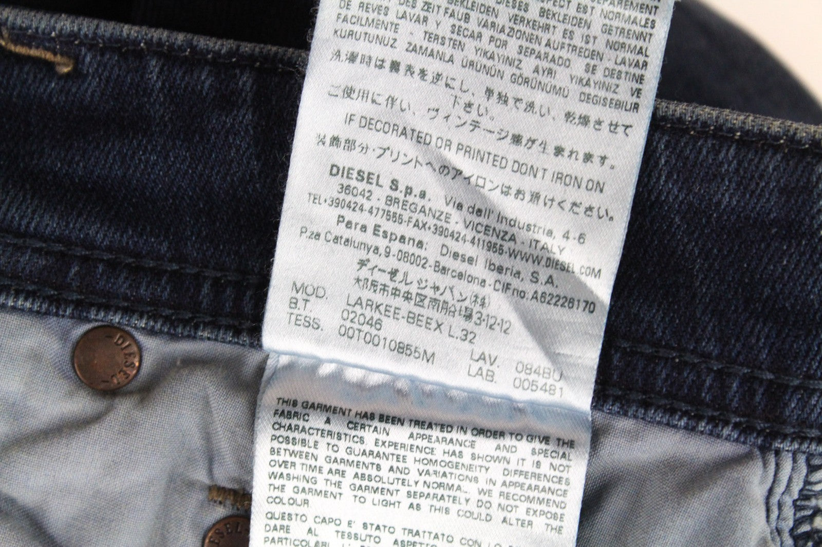 DIESEL Larkee-Beex 084BU Men's Jeans W28/L32 Tapered Blue Washed Cotton Stretch