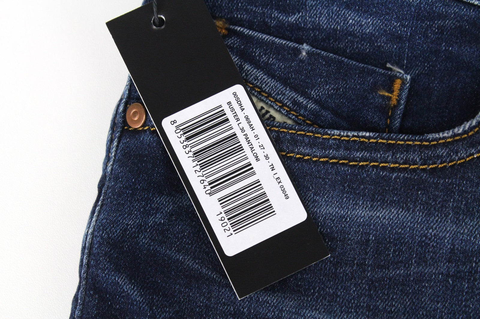 DIESEL Buster 069AH vyriški džinsai W27/L30 berniukams, mėlyni, siaurėjantys, tamprūs medvilniniai džinsai 