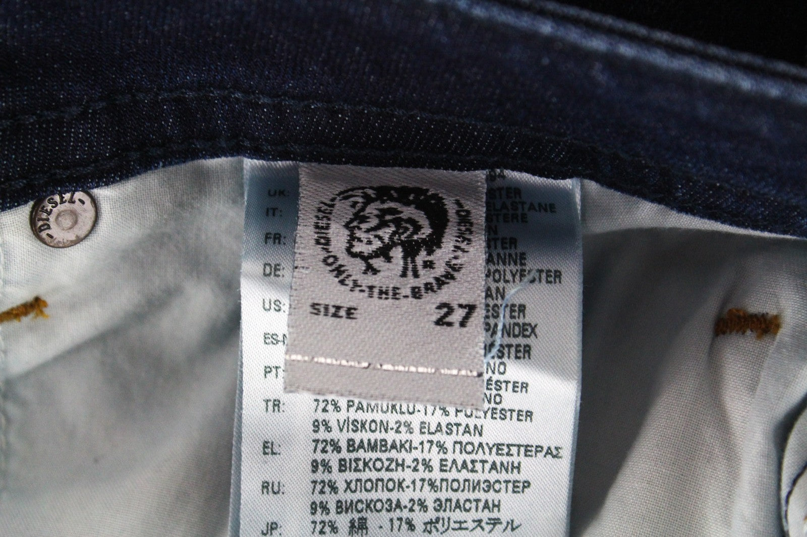 DIESEL Buster 069AH vyriški džinsai W27/L30 berniukams, mėlyni, siaurėjantys, tamprūs medvilniniai džinsai 