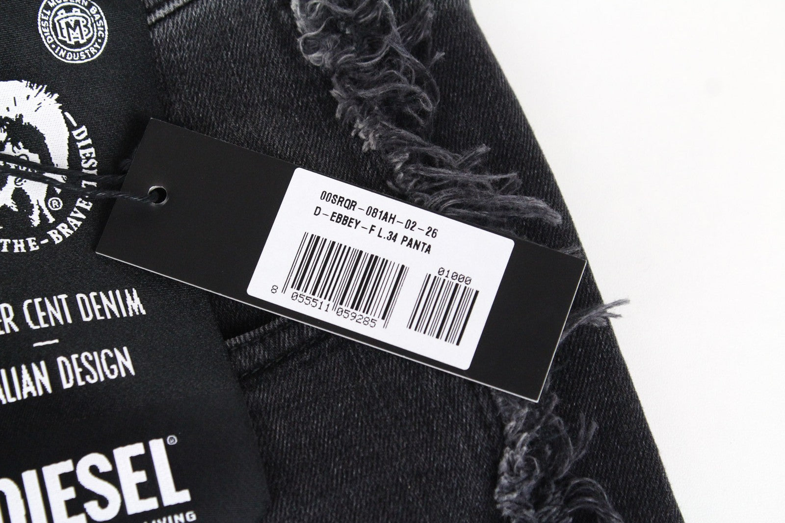 DIESEL D-Ebbey-F 081AH moteriški džinsai W26/L34 pilki, tamprūs, žemo kirpimo, laisvo kirpimo, medvilniniai. 