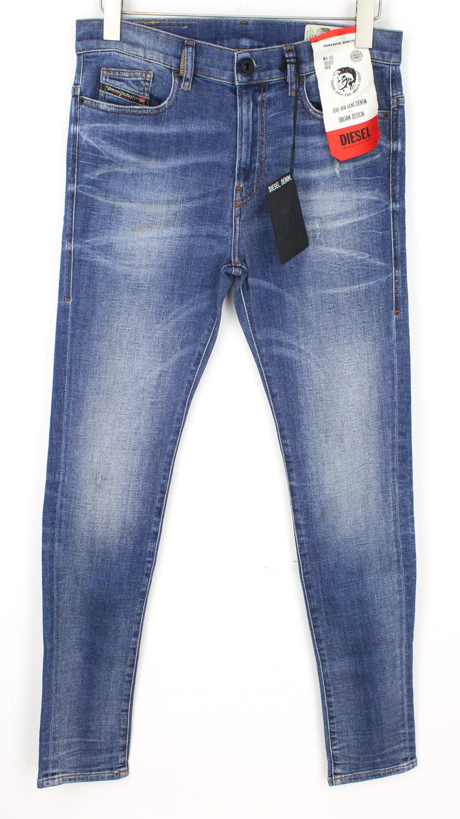 DIESEL D-Amny 086AN vyriški džinsai W29/L30 aptempti mėlyni tamprūs džinsai, medvilninis skalbimas 