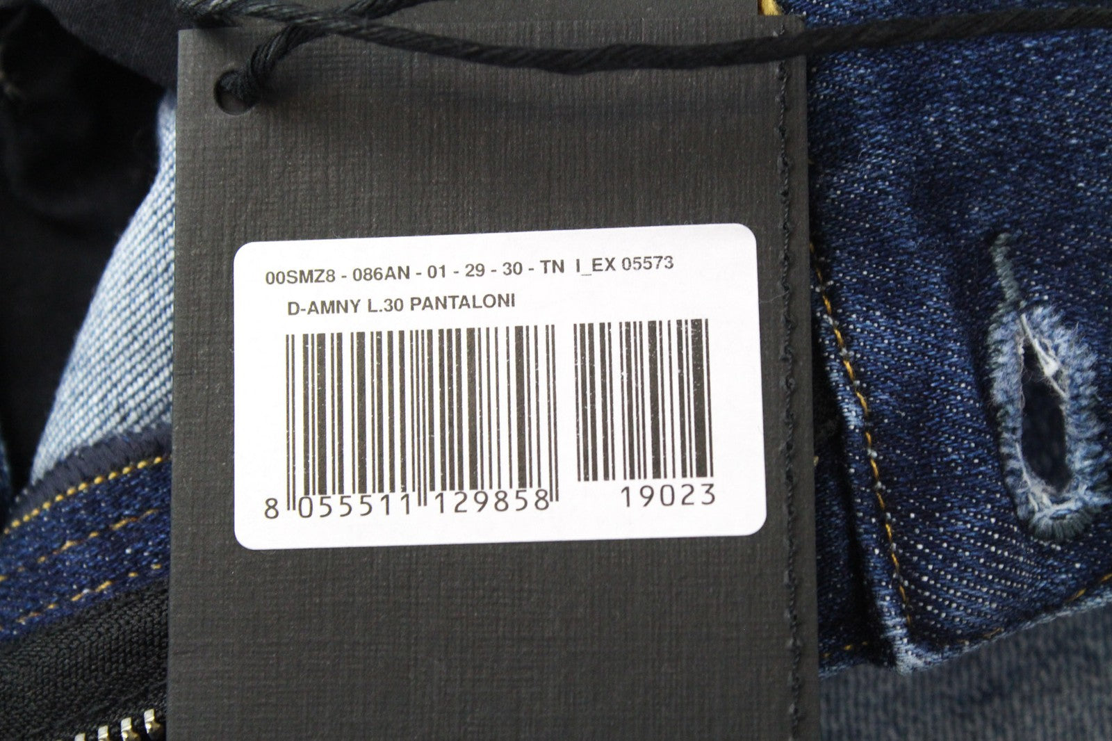 DIESEL D-Amny 086AN vyriški džinsai W29/L30 aptempti mėlyni tamprūs džinsai, medvilninis skalbimas 