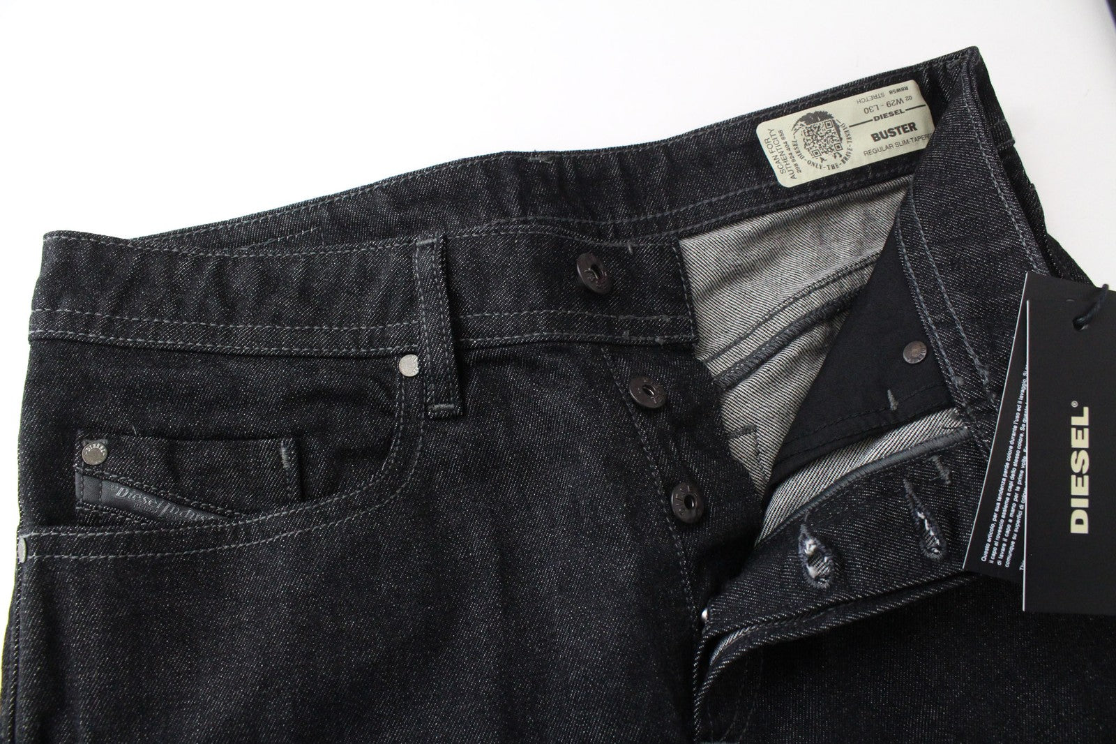 DIESEL Buster R8W58 Men's Jeans W29/L30 Grey Slim Tapered Cotton Stretch Denim