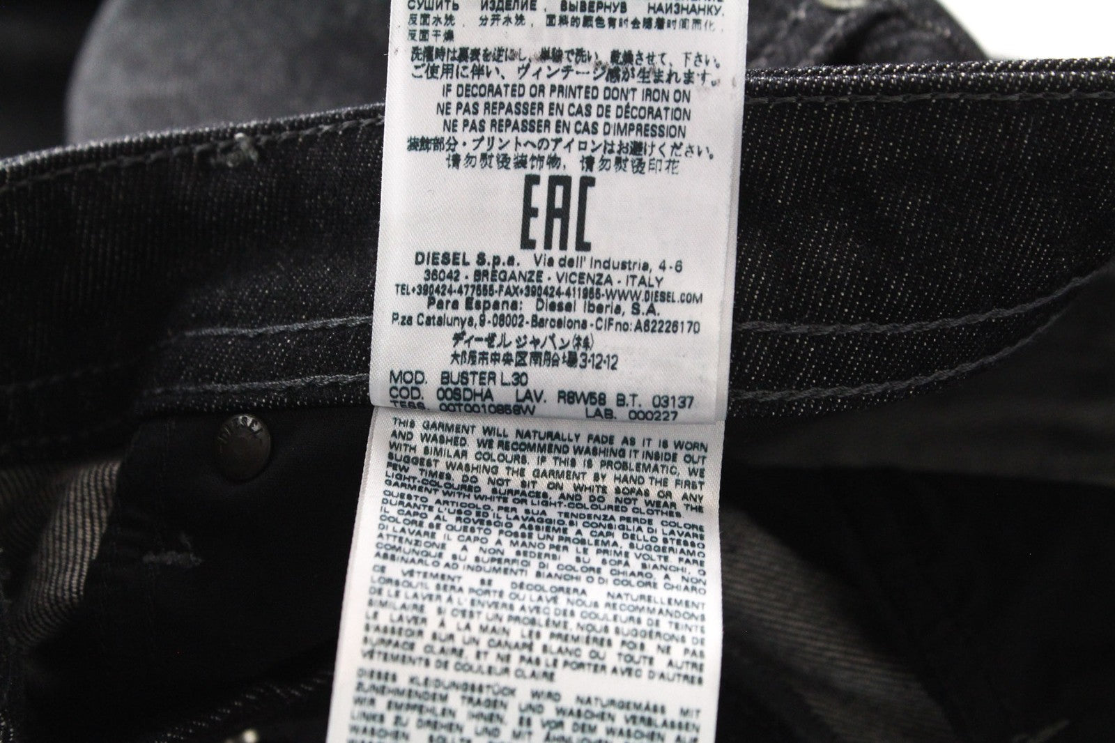 DIESEL Buster R8W58 Men's Jeans W29/L30 Grey Slim Tapered Cotton Stretch Denim