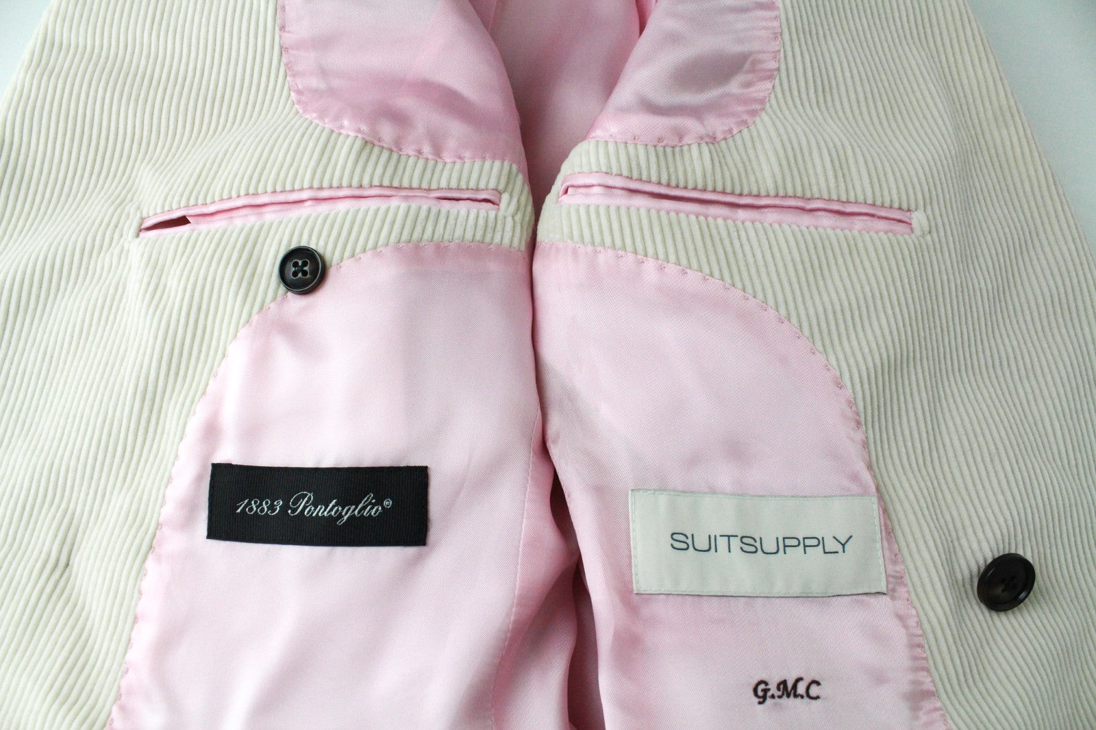 SUITSUPPLY La Spalla Men's Suit UK30R Beige Slim Cord Cotton Velvet 2Pc Design