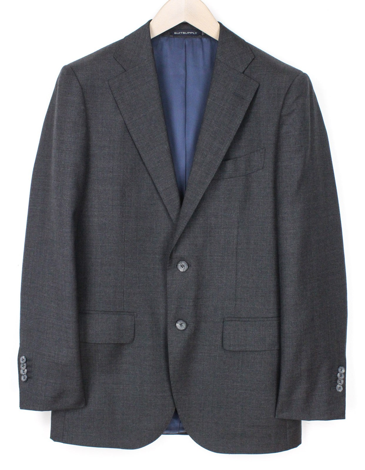 SUITSUPPLY Lazio Men's Suit UK38R Grey Wool S110s Slim 2Pc Perennial Sharkskin