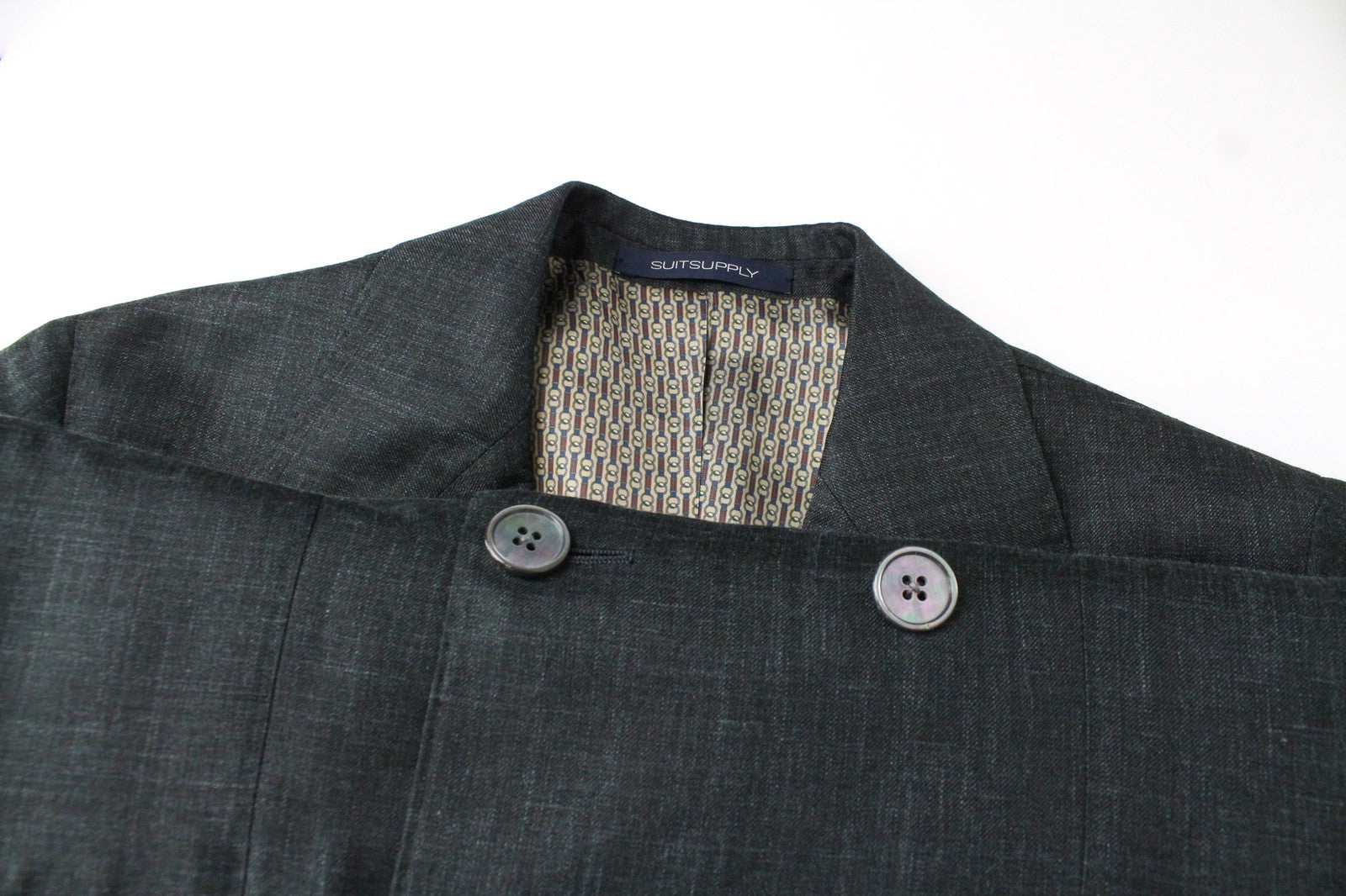 SUITSUPPLY La Spalla Men's Suit UK30R Green Silk Linen 2Pc Slim Cashmere Blend