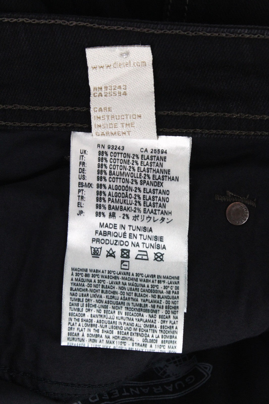 DIESEL Waykee 0886Z vyriški džinsai W27/L32 berniukams, juodi, tiesūs, tamprūs, medvilniniai. 