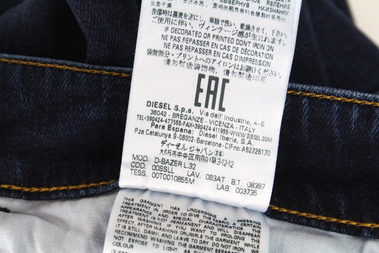 DIESEL D-Bazer 083AT vyriški džinsai W26/L32 berniukams, siaurėjantys, mėlyni, tamprūs, medvilniniai. 