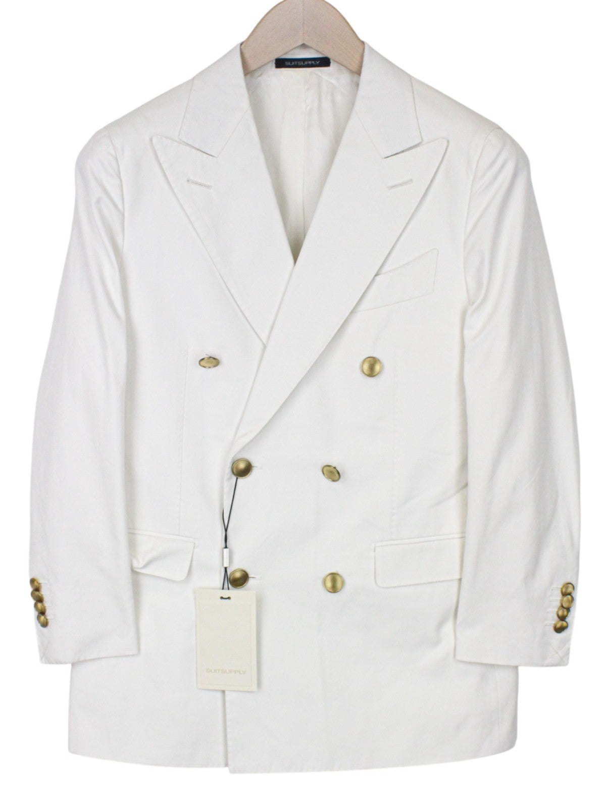 SUITSUPPLY La Spalla Men's Blazer UK34S Off-White Double-Breasted Cotton Jacket