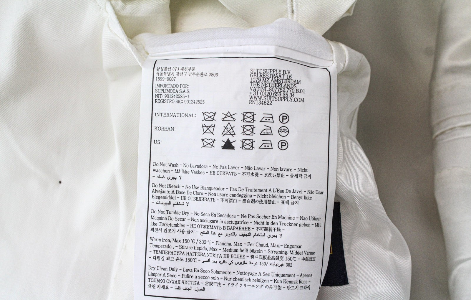 SUITSUPPLY La Spalla vyriškas švarkas UK34S balkšvas dvieilis medvilninis švarkas 