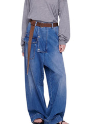 PLAN C moteriški džinsai, 42 dydžio, mėlyni, laisvo kirpimo, blukinto džinso užsegimai, rekomenduojama kaina – 579 € 