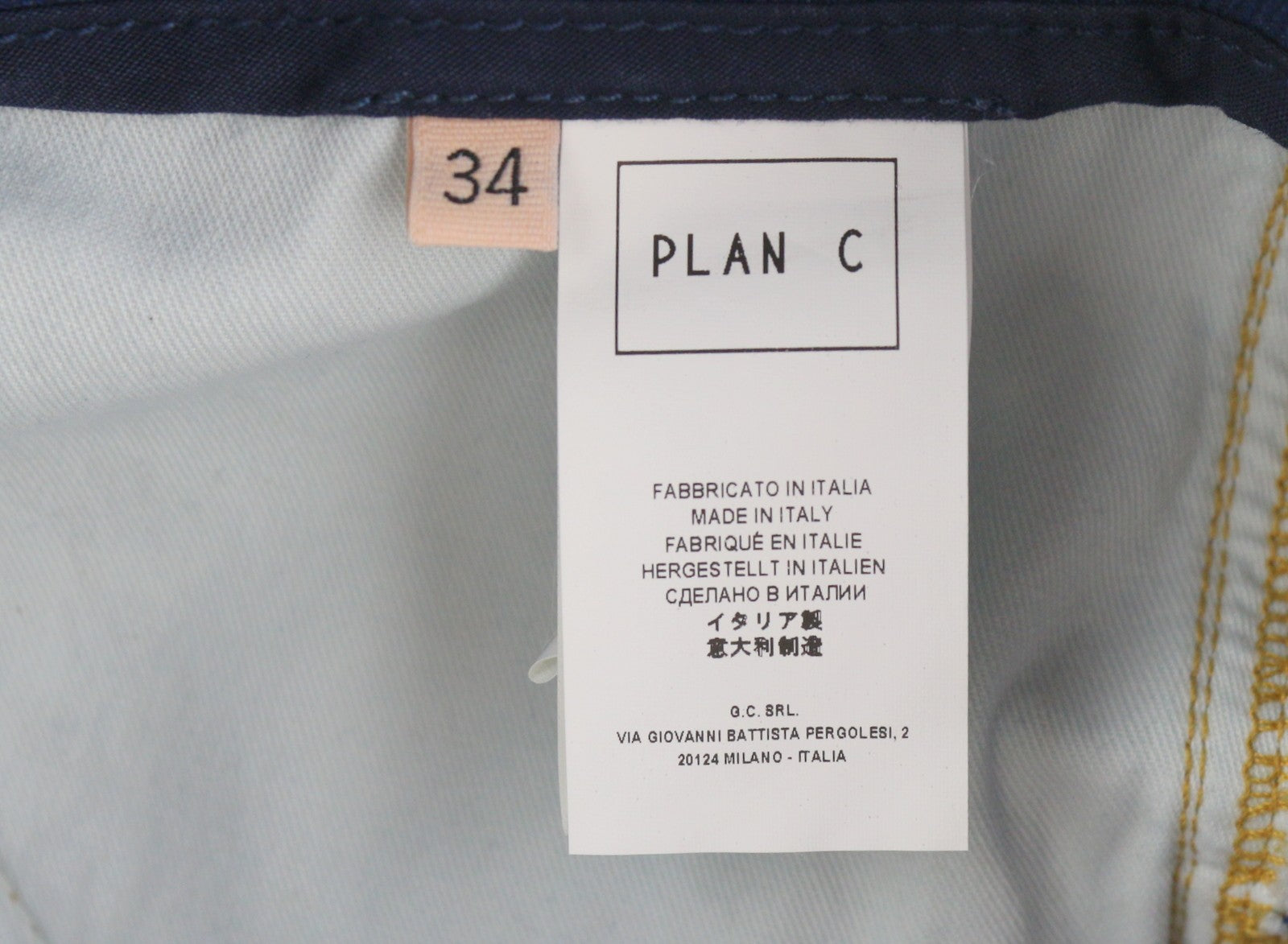 PLAN C moteriški džinsai, 34 dydžio, mėlyni, laisvo kirpimo, blukinto džinso užsegimai, rekomenduojama kaina – 579 € 