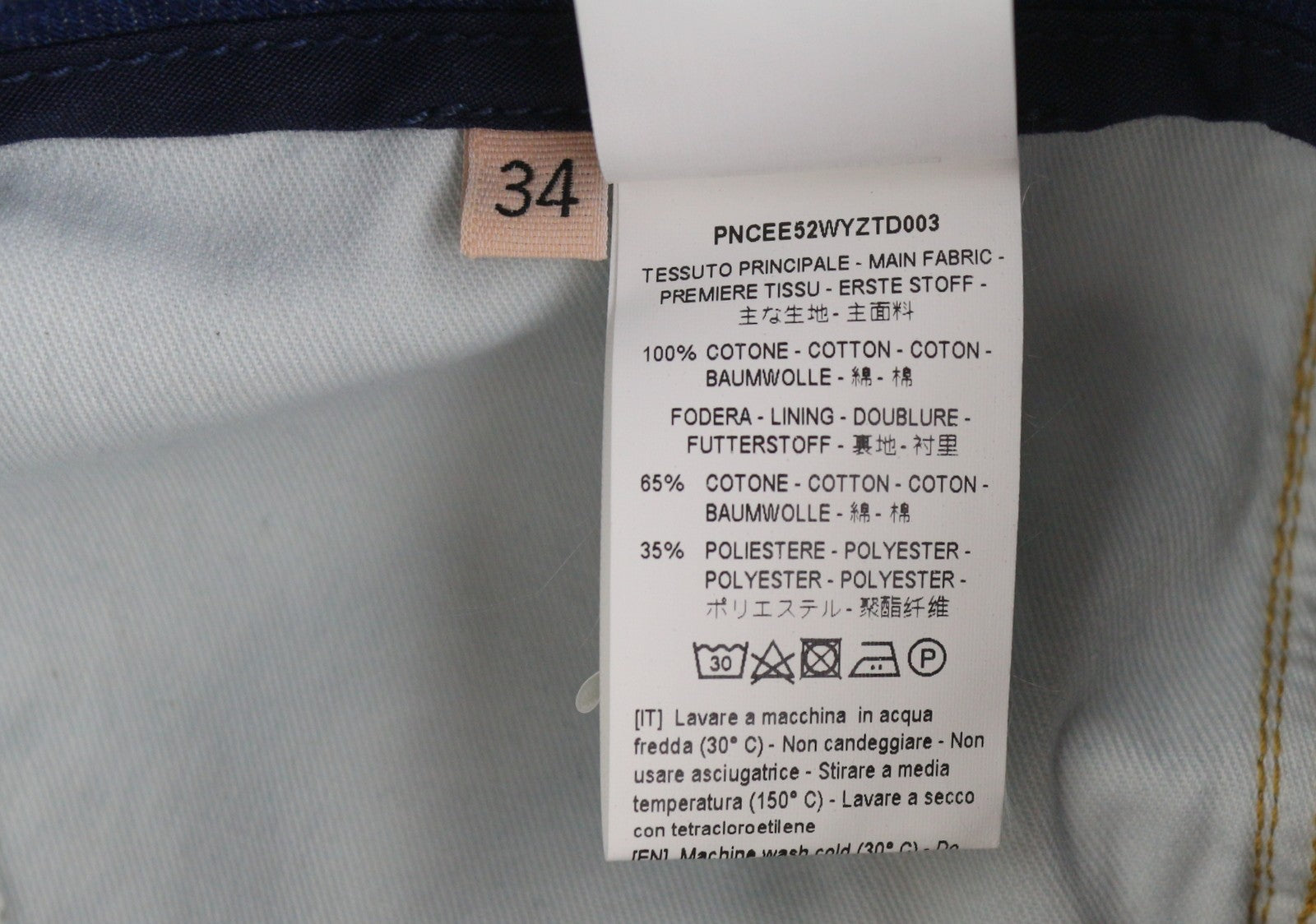 PLAN C moteriški džinsai, 34 dydžio, mėlyni, laisvo kirpimo, blukinto džinso užsegimai, rekomenduojama kaina – 579 € 