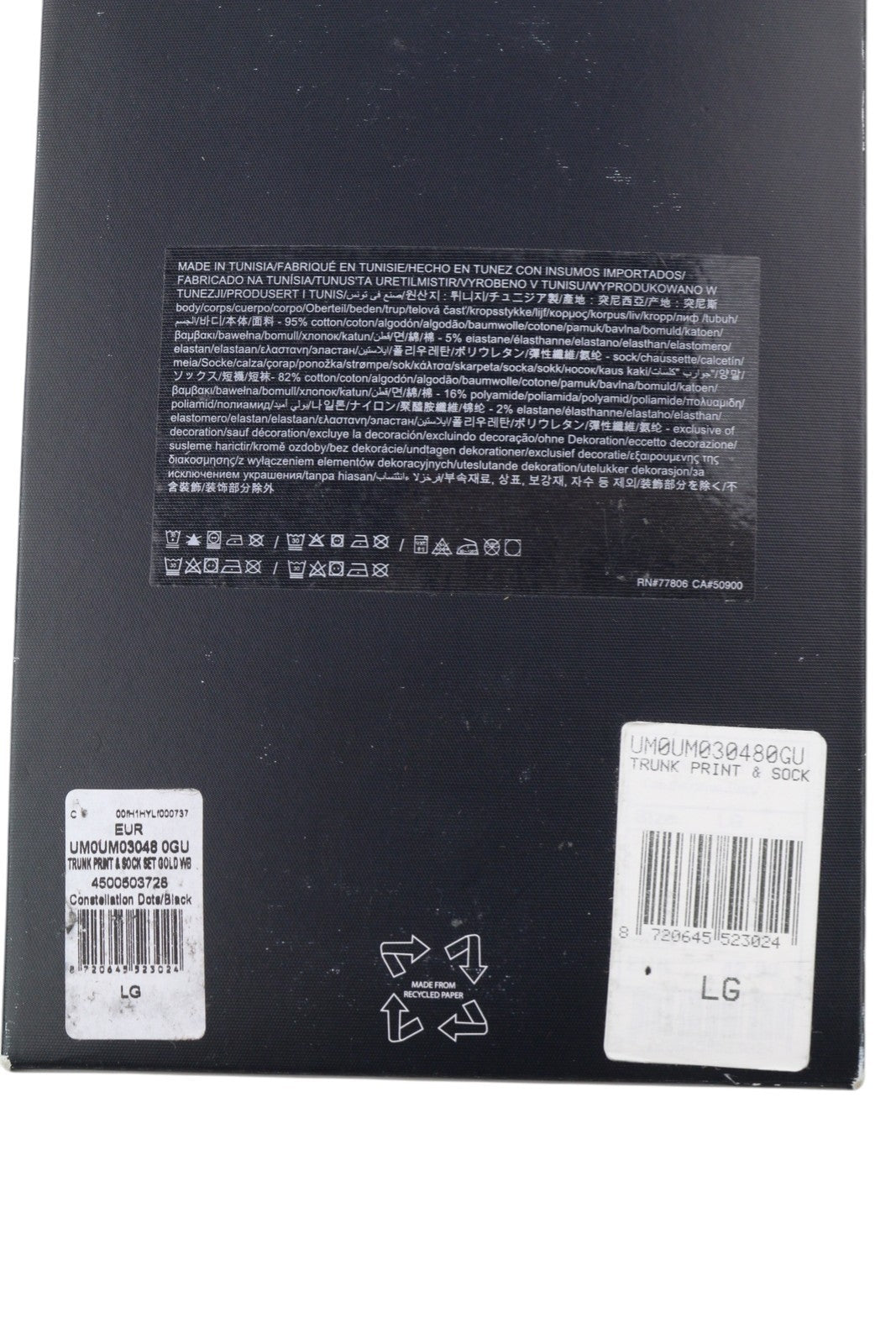 TOMMY HILFIGER vyriški apatiniai L dydžio juodos spalvos Trunk rašto ir kojinių komplektas su raštuotais bokseriais 