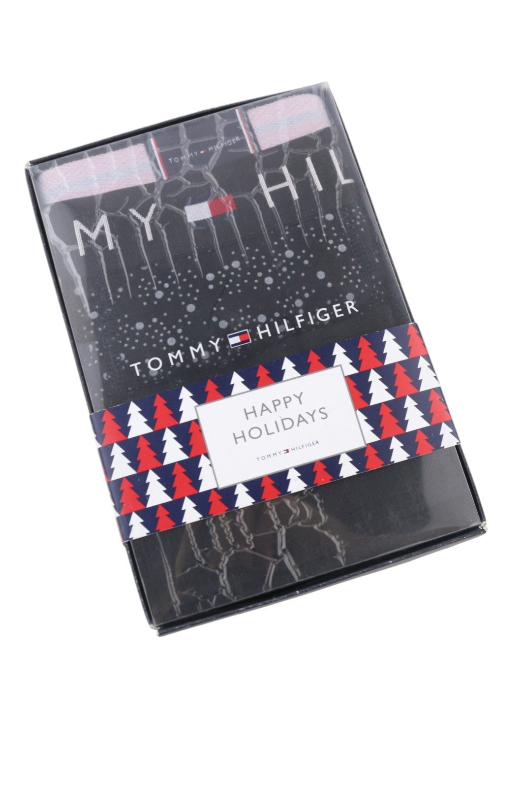 TOMMY HILFIGER vyriški apatiniai M juodi Trunk raštuoti ir kojinių komplektas Bokseriai raštuoti 