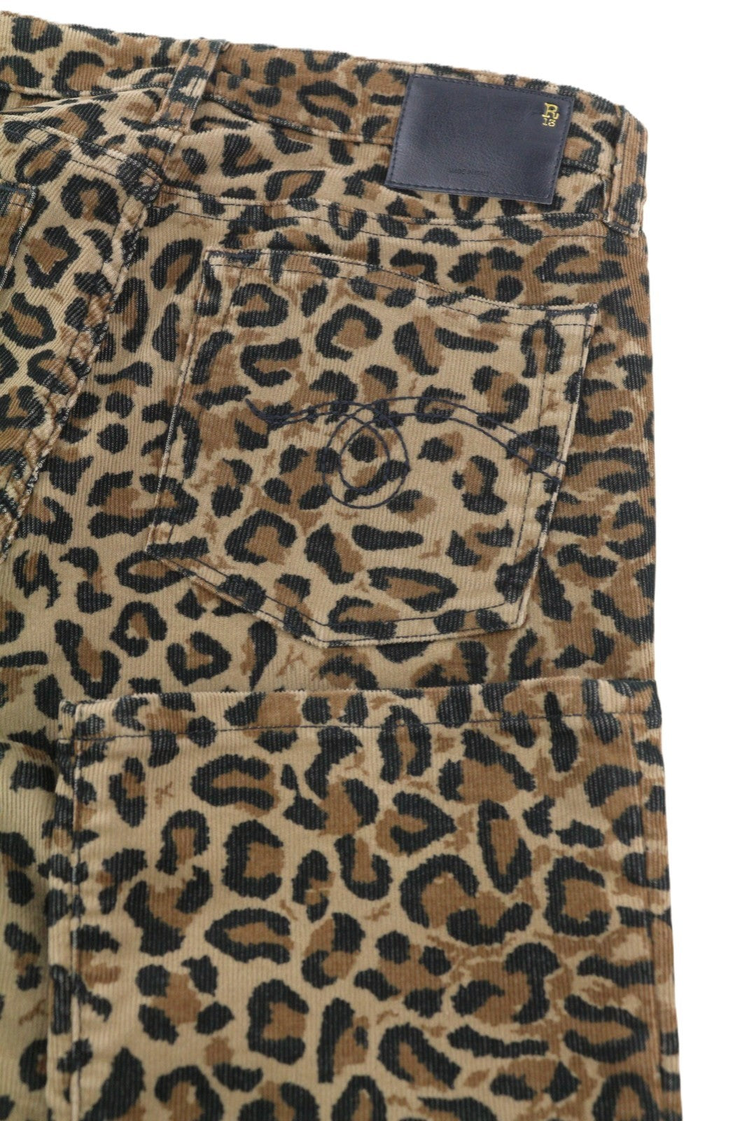 R13 Kick Fit moteriškos kelnės 27 gelsvai rudos leopardo rašto, aptemptos, platėjančios, iki kulkšnių, rudos 