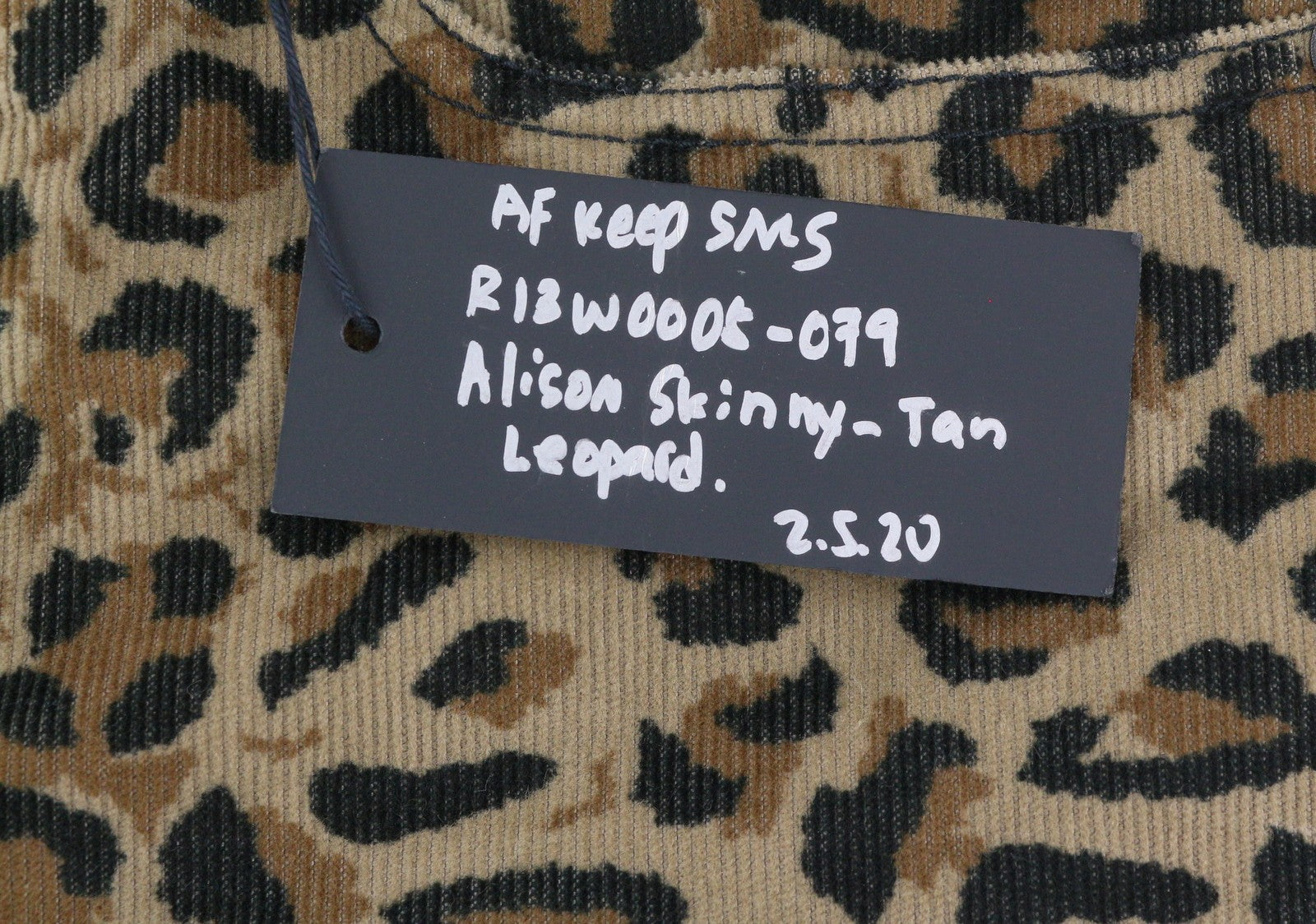 R13 Alison Skinny moteriškos kelnės 27 gelsvai rudos leopardo rašto, kulkšnies, aukšta juostele, velvetas, rudos spalvos 