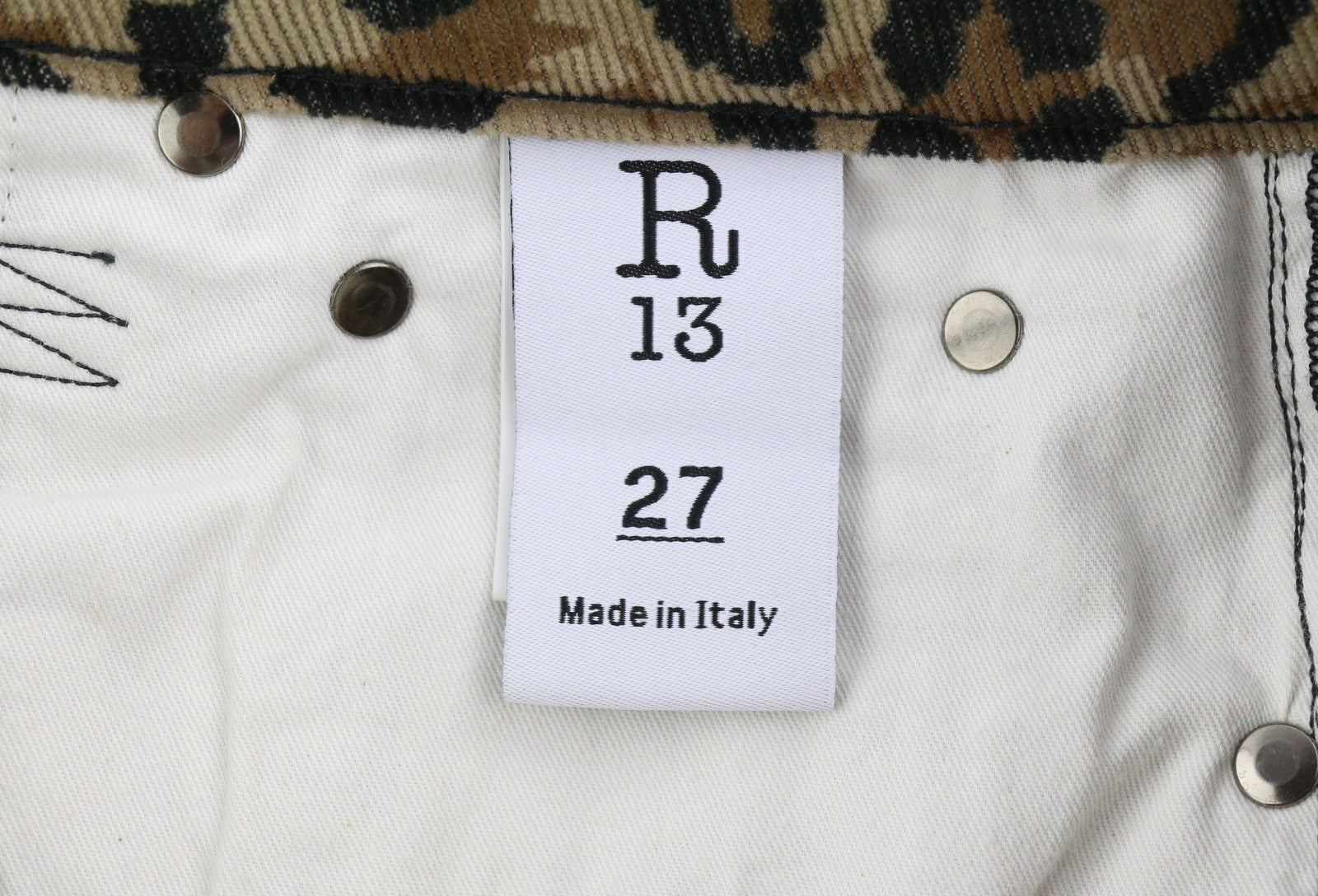 R13 Alison Skinny moteriškos kelnės 27 gelsvai rudos leopardo rašto, kulkšnies, aukšta juostele, velvetas, rudos spalvos 