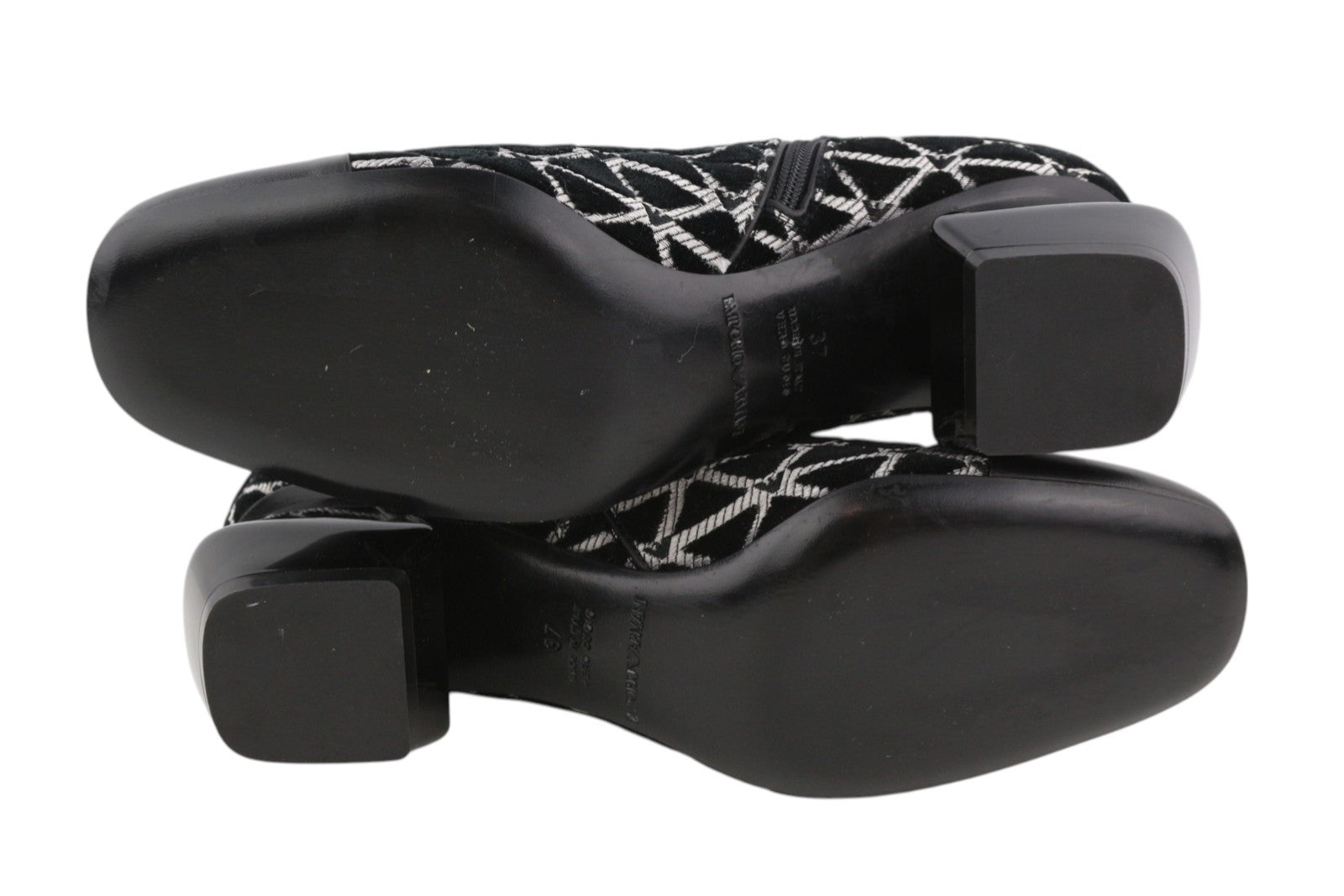 EMPORIO ARMANI X3M294 moteriški aulinukai juodos spalvos, odiniai, su detalėmis, logotipu ir spauda, ​​aukštakulniai 