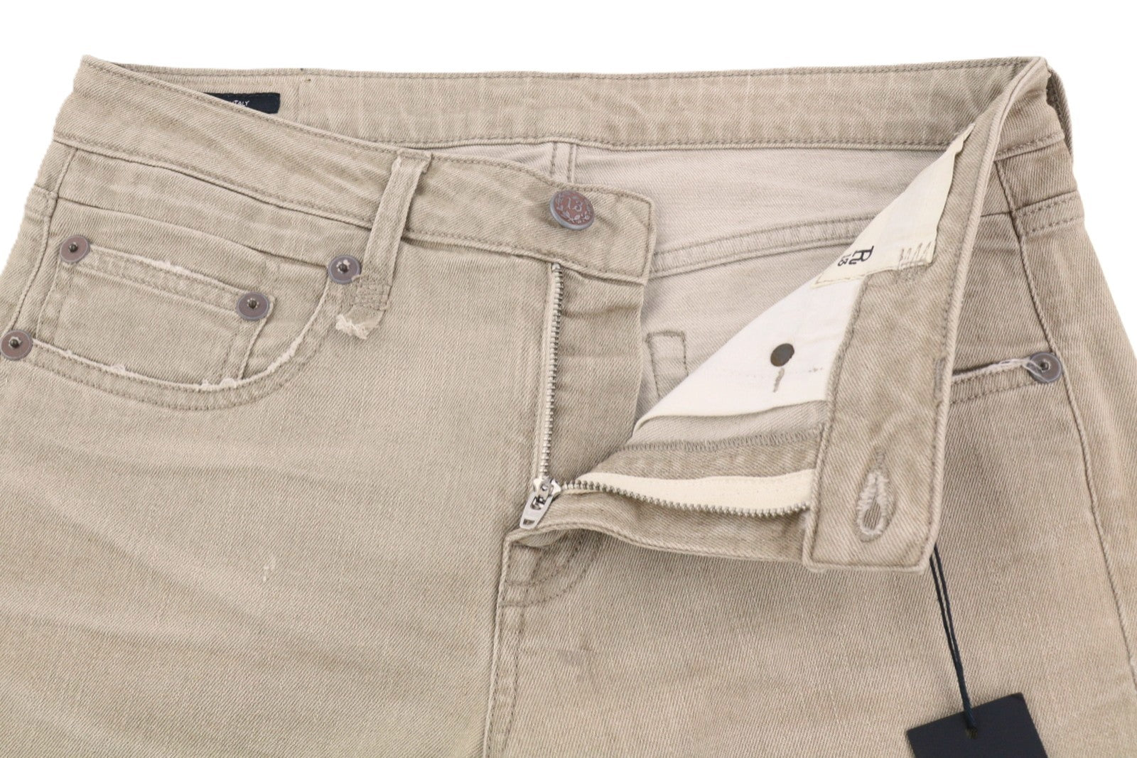 R13 berniukiški tiesūs moteriški džinsai 27 smėlio spalvos, tamprūs, trumpi, iki kulkšnių, išblukę rudi, RRP 549 € 