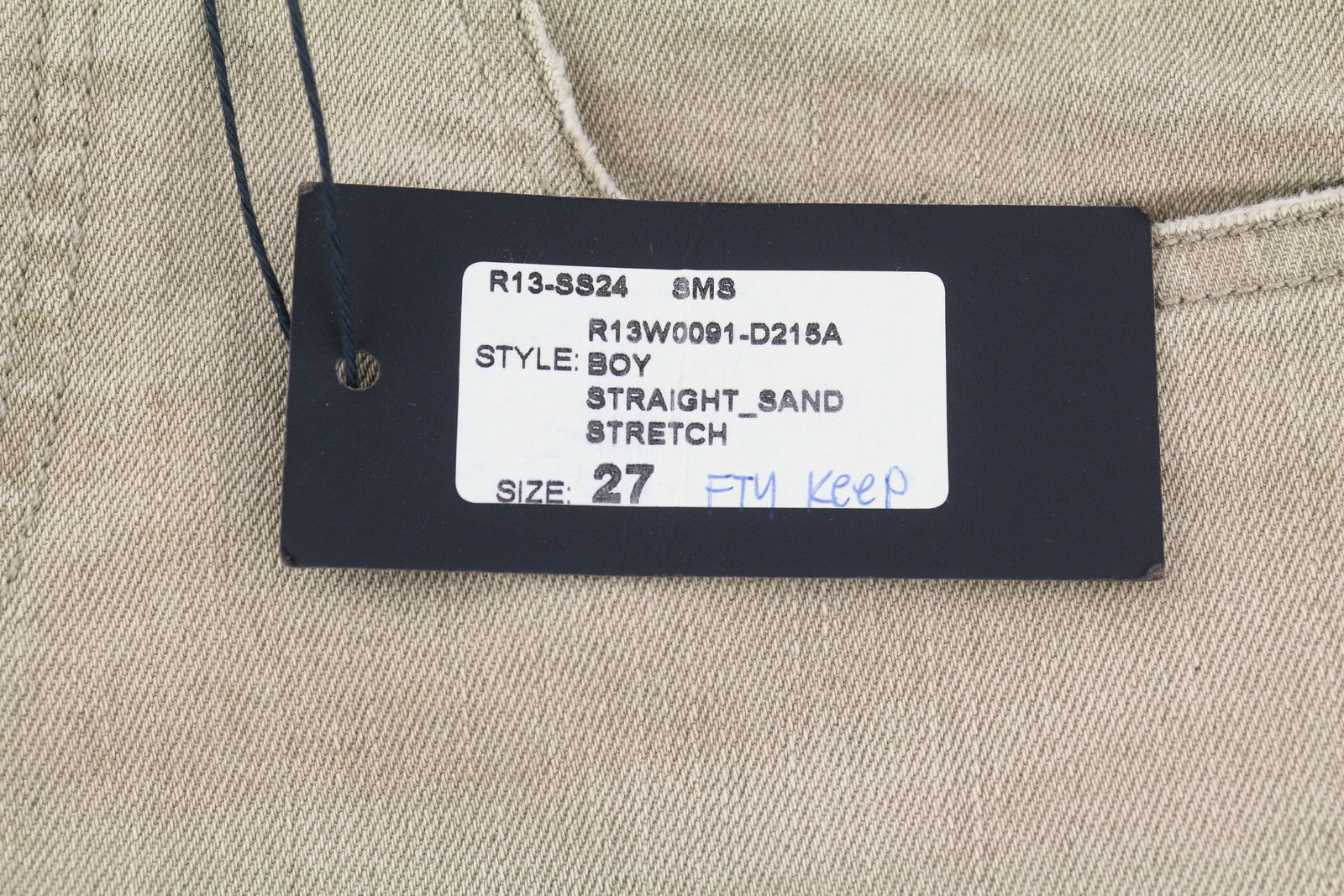 R13 berniukiški tiesūs moteriški džinsai 27 smėlio spalvos, tamprūs, trumpi, iki kulkšnių, išblukę rudi, RRP 549 € 