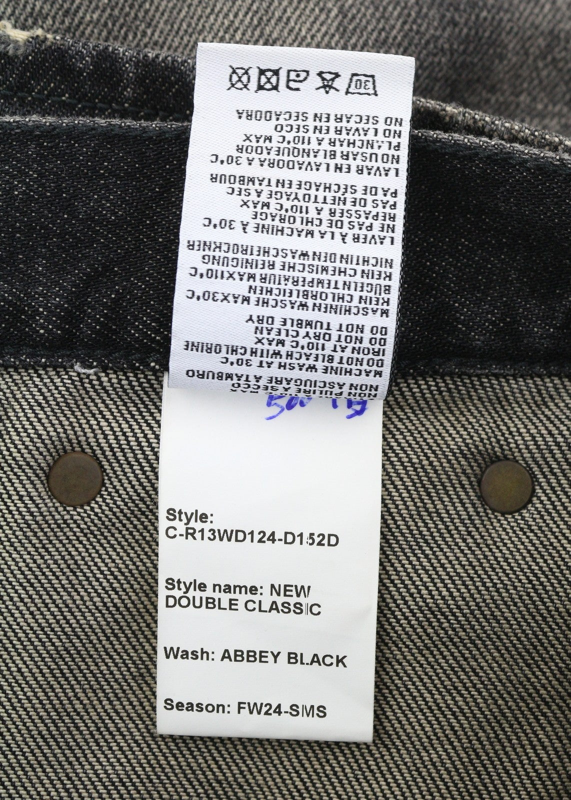 R13 Nauji dvigubi klasikiniai moteriški džinsai 27 Abbey Black su išblukusiu sijonu ir tiesiomis kelnėmis RRP 750 € 