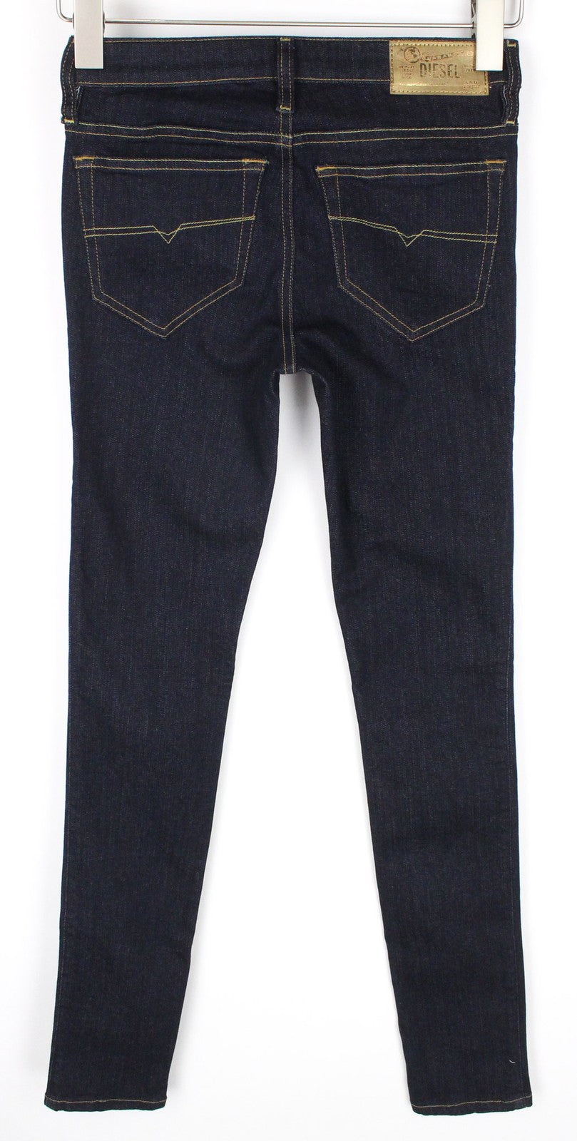 DIESEL Skinzee 0813C moteriški džinsai W26/L32 tamsiai mėlyni itin ploni, aptempti džinsai 