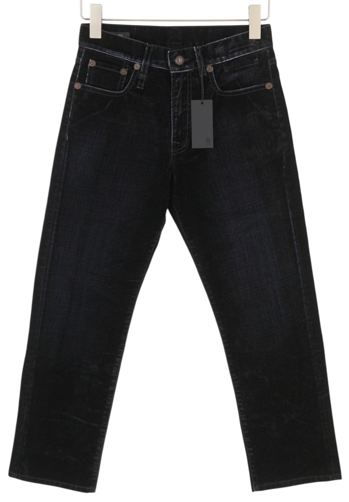 R13 Romeo moteriškos kelnės 24 flokuotomis juodomis aksominėmis trumpomis tiesiomis užtrauktuku iki kulkšnių 