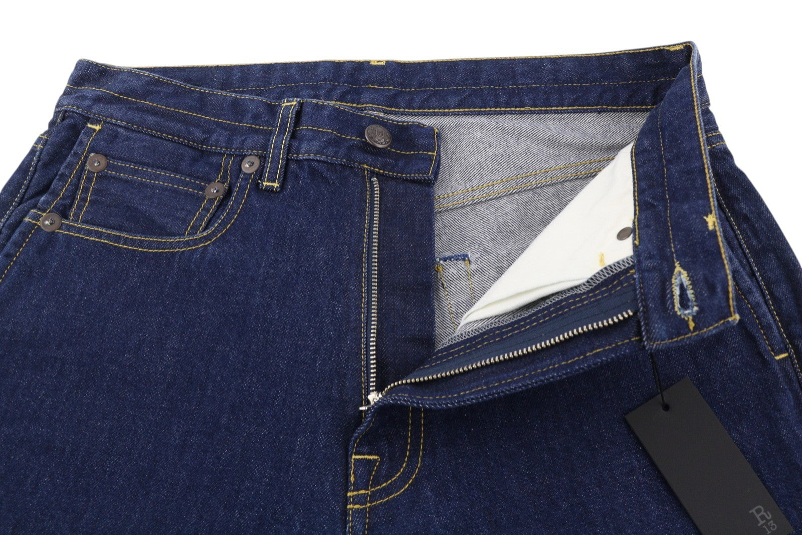 R13 dvigubomis kišenėmis berniukams skirti moteriški džinsai 27 Riley Indigo trumpinti iki kulkšnies, įprasti 