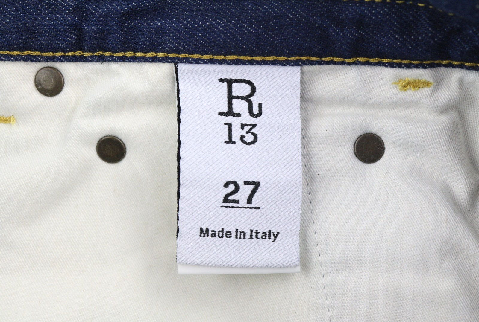 R13 dvigubomis kišenėmis berniukams skirti moteriški džinsai 27 Riley Indigo trumpinti iki kulkšnies, įprasti 