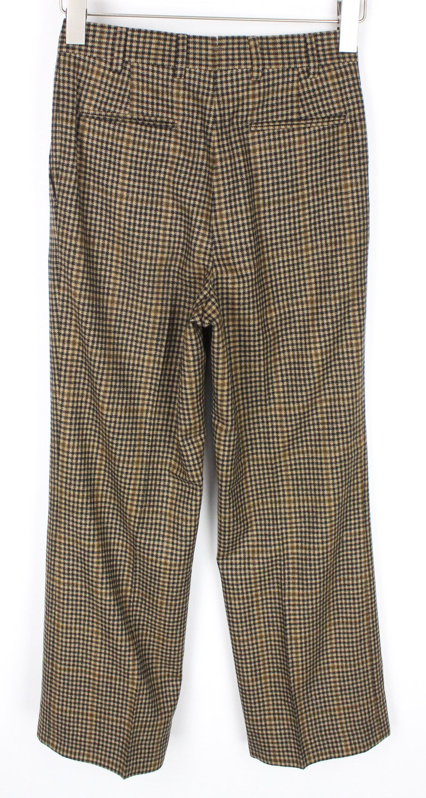 SUITSUPPLY Brescia kelnės UK24R vilnos kašmyro rudos spalvos languotas prigludęs kirpimas 