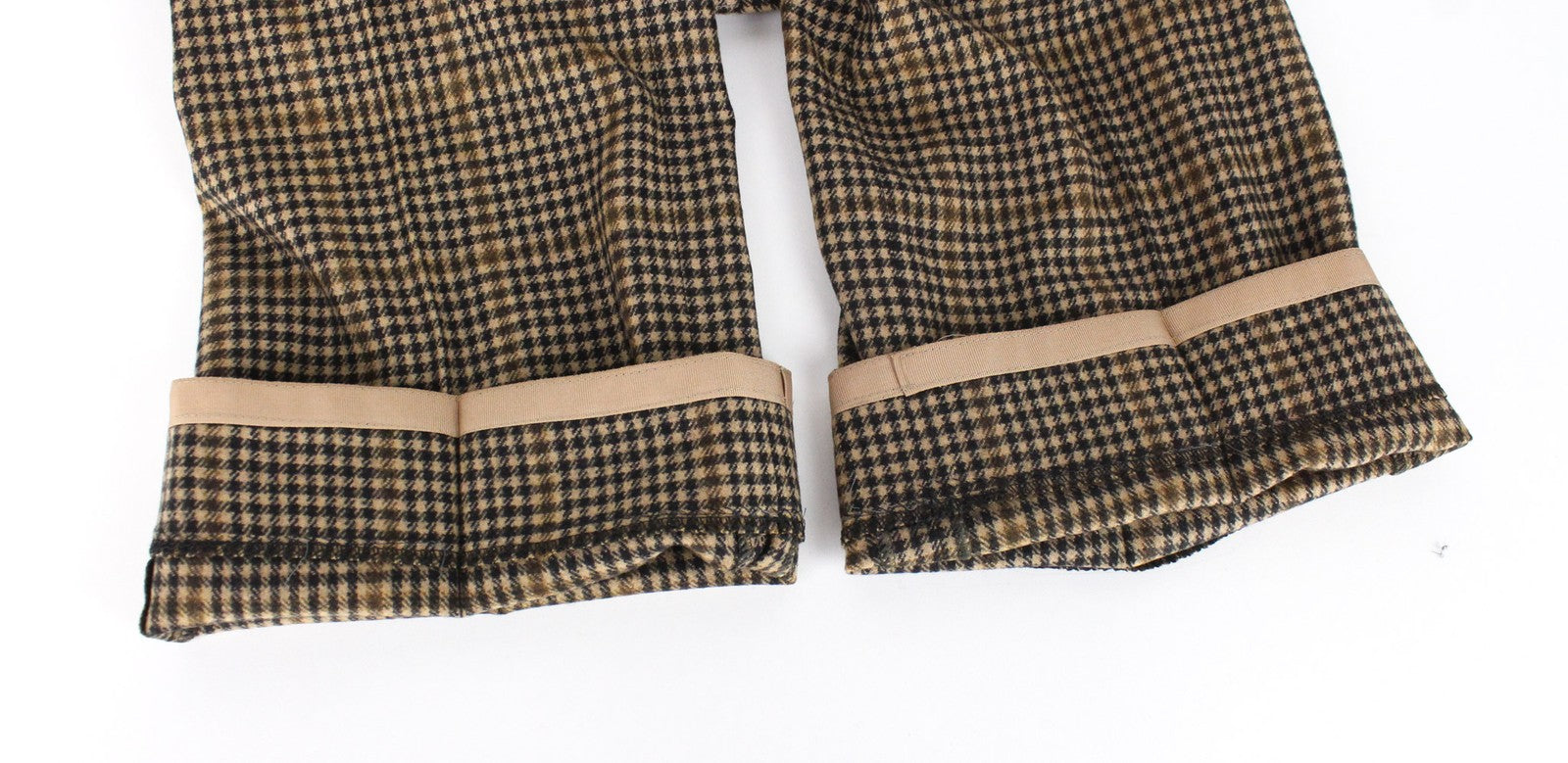 SUITSUPPLY Brescia kelnės UK24R vilnos kašmyro rudos spalvos languotas prigludęs kirpimas 