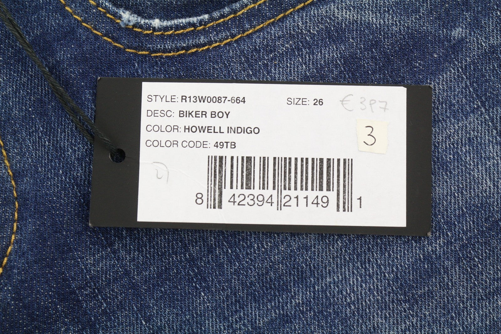 R13 baikerių berniukų moteriški džinsai, 26 Howell indigo spalvos, trumpi, aptempti, iki kulkšnių, išblukusios mėlynos spalvos. 