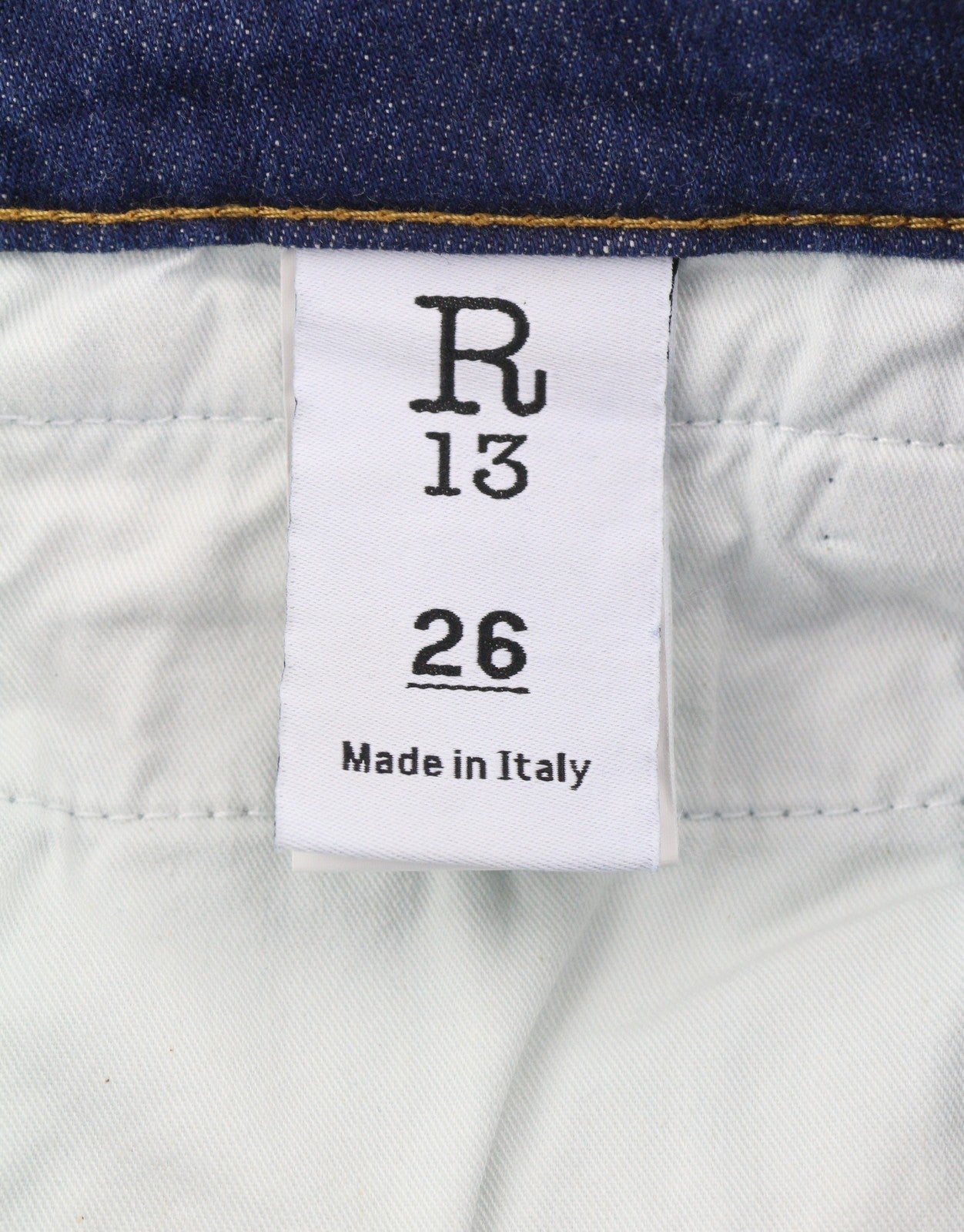 R13 baikerių berniukų moteriški džinsai, 26 Howell indigo spalvos, trumpi, aptempti, iki kulkšnių, išblukusios mėlynos spalvos. 