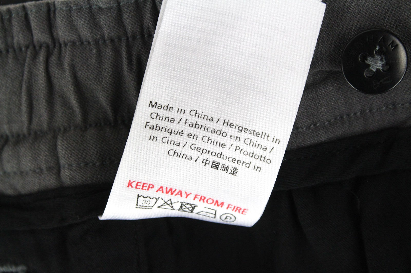 DENHAM Preston moteriškos kelnės S, pilkos, su dygsniais ir tampriomis priekinėmis kišenėmis 