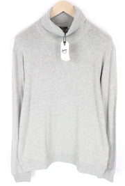 DENHAM Women's Sweatshirt XL Grey Marl Cotton Stretch Roll Neck Pullover