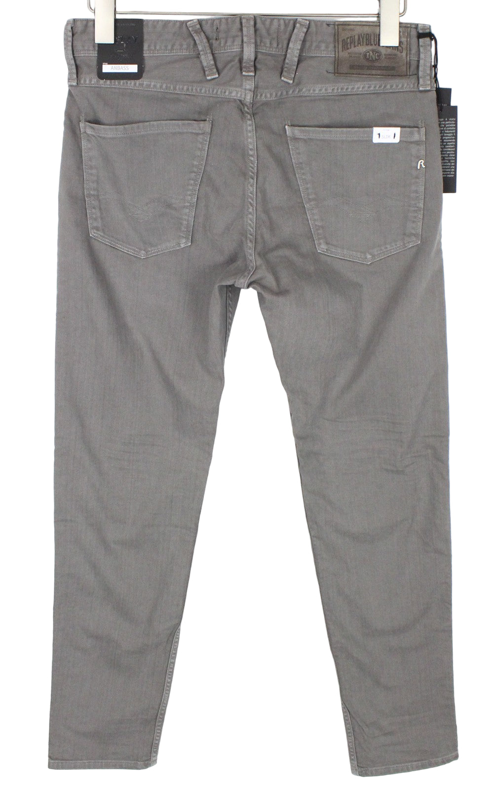 REPLAY Anbass vyriški džinsai W29/L30 pilki džinsai, ploni, tamprūs, laisvalaikio stiliaus, medvilniniai 