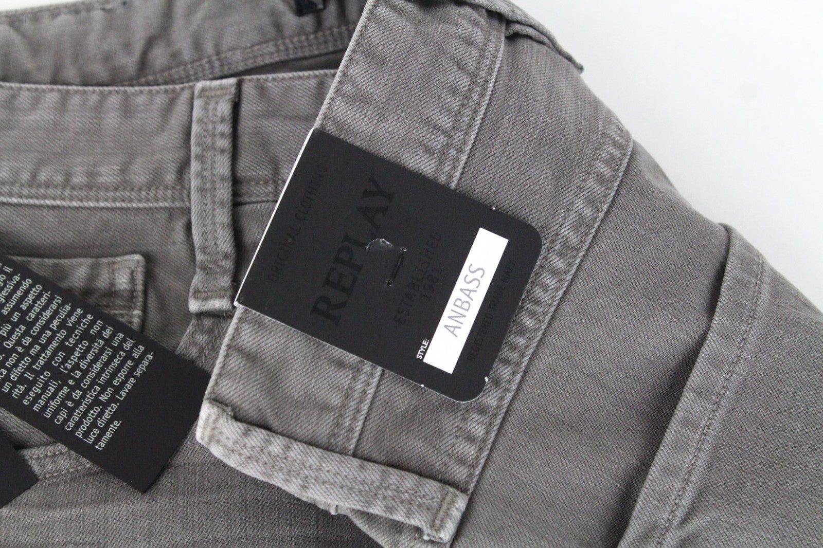 REPLAY Anbass vyriški džinsai W29/L30 pilki džinsai, ploni, tamprūs, laisvalaikio stiliaus, medvilniniai 