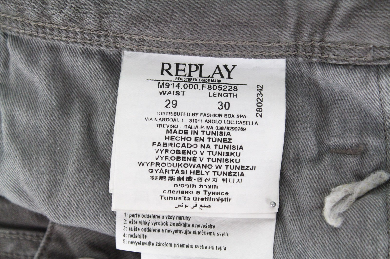 REPLAY Anbass vyriški džinsai W29/L30 pilki džinsai, ploni, tamprūs, laisvalaikio stiliaus, medvilniniai 
