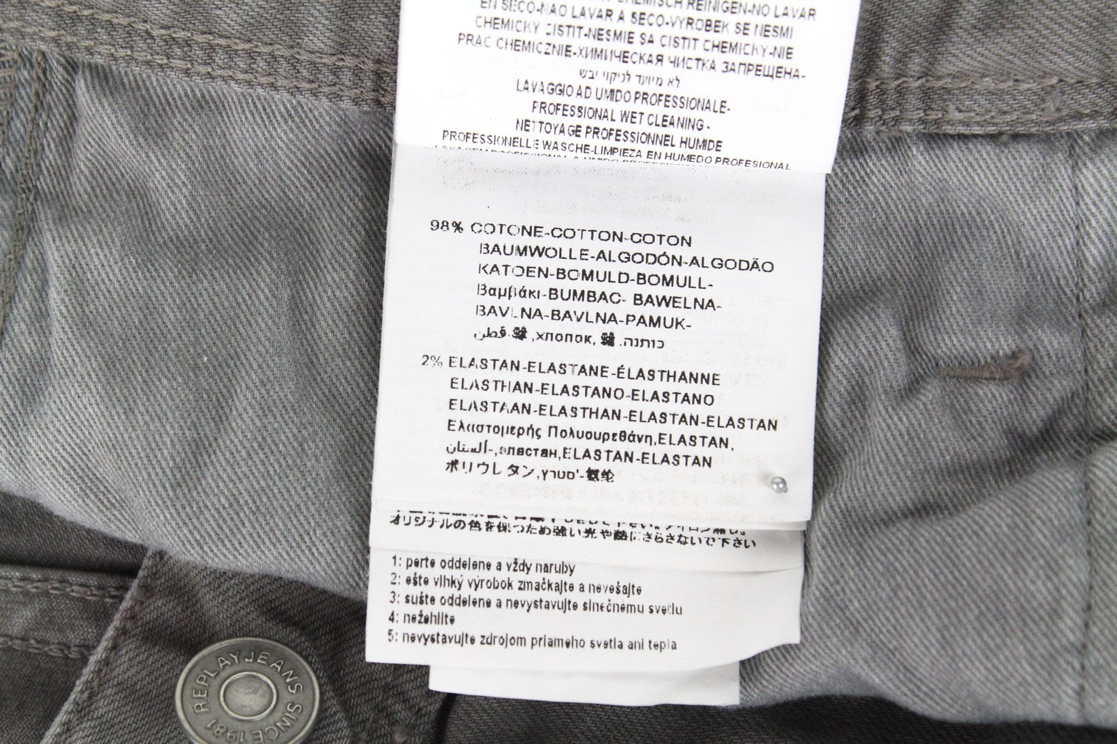 REPLAY Anbass vyriški džinsai W29/L30 pilki džinsai, ploni, tamprūs, laisvalaikio stiliaus, medvilniniai 