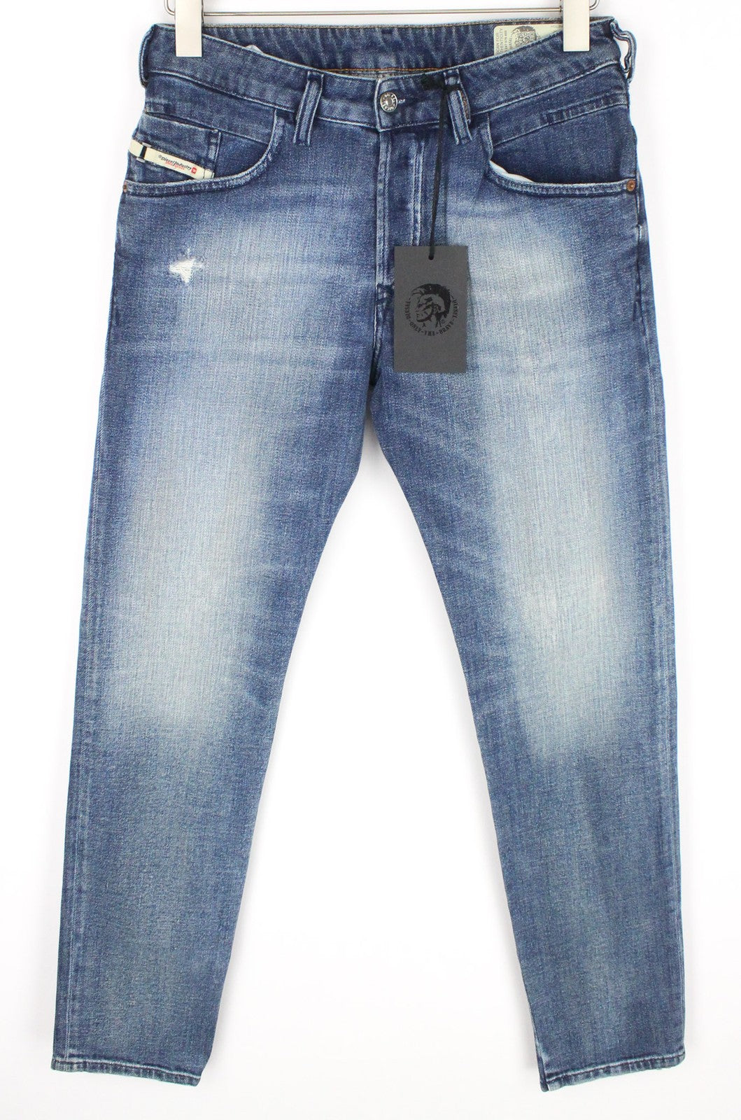 DIESEL D-Bazer 0870H džinsai W27/L32 Distress Blue Tapered Tempered Buttons 