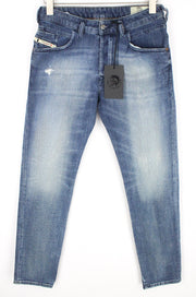 DIESEL D-Bazer 0870H džinsai W27/L32 Distress Blue Tapered Tempered Buttons 