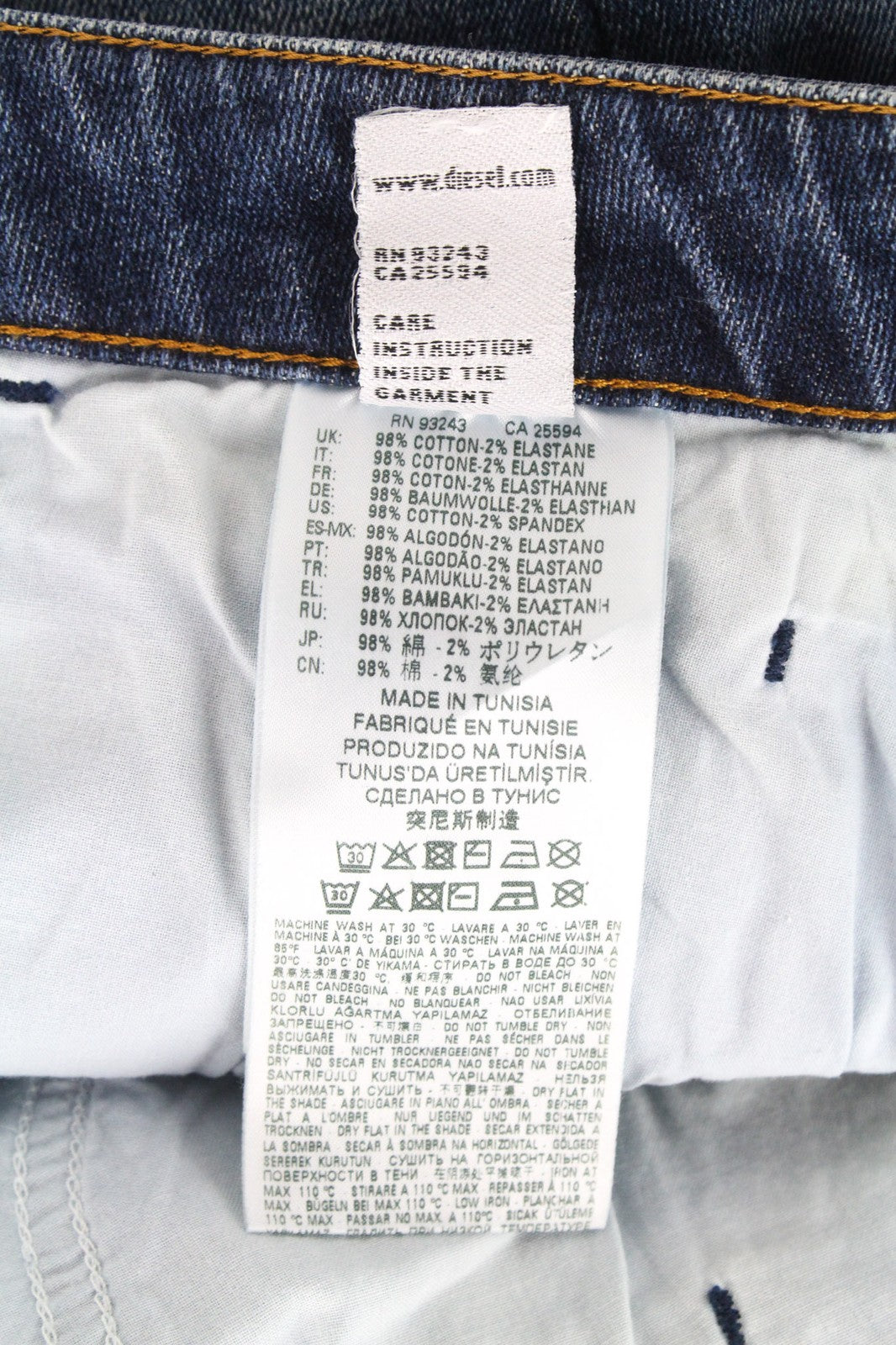 DIESEL D-Bazer 0870H džinsai W27/L32 Distress Blue Tapered Tempered Buttons 