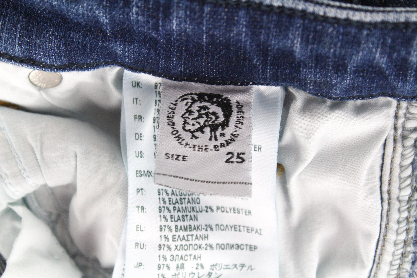 DIESEL Babhila 089AH moteriški džinsai W25/L30 tamsiai mėlyni, aptempti, tamprūs kirpimai 