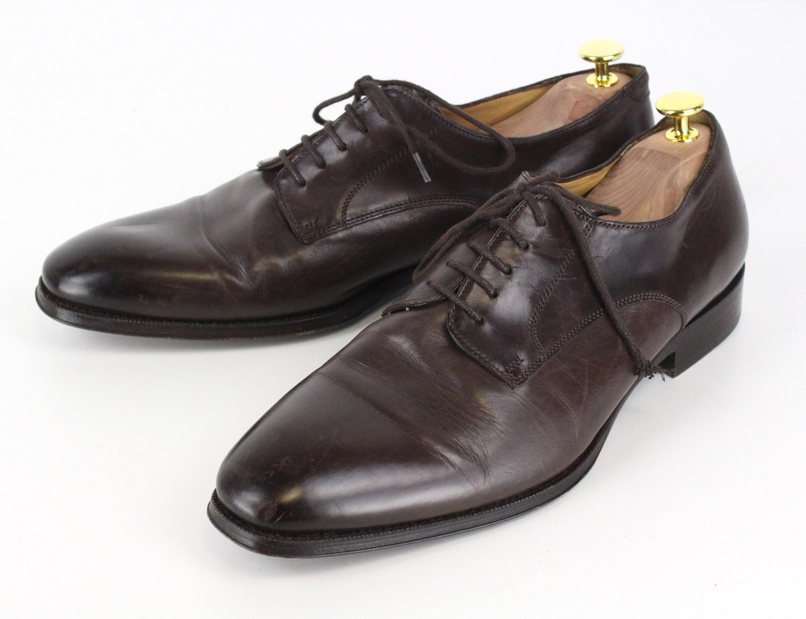 SUITSUPPLY Men's Formal Shoes EU44 Dark Brown Leather Classic Low-Top Dress