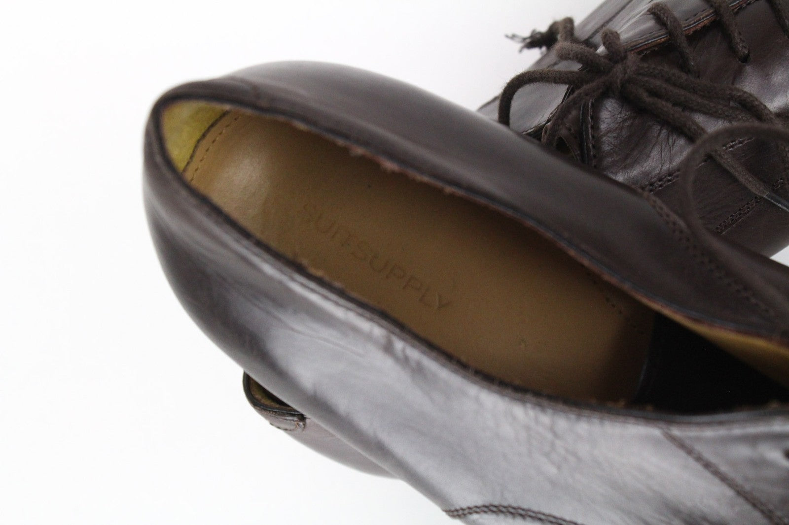 SUITSUPPLY Men's Formal Shoes EU44 Dark Brown Leather Classic Low-Top Dress